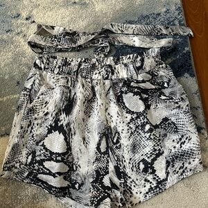 Women's Black and White Snake Print Shorts